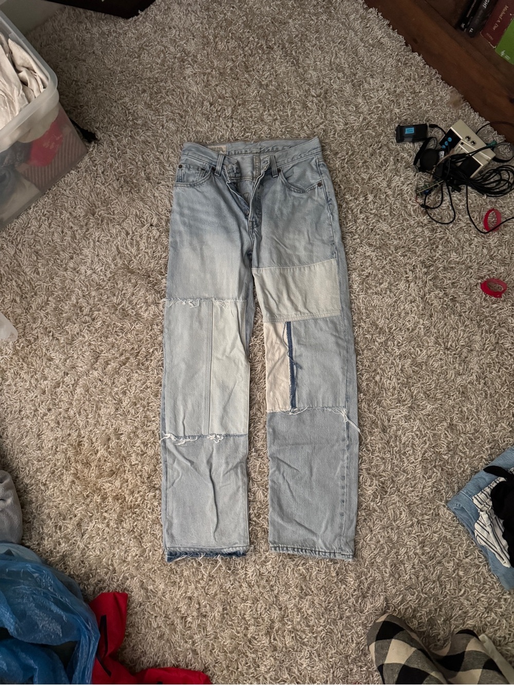 Levi's Light Wash Patchwork Boyfriend Jeans